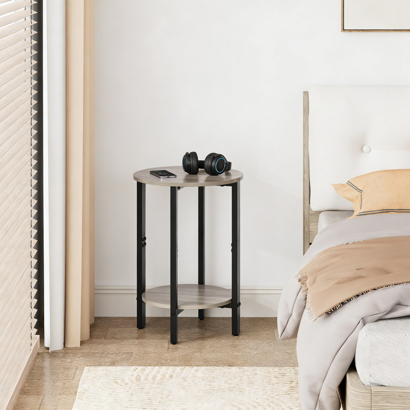 Ensemble de 2 tables d'appoint demi-rondes avec tablettes à 2 niveaux, tables d'appoint étroites pour le salon, la chambre à coucher ou le vestibule, assemblage facile