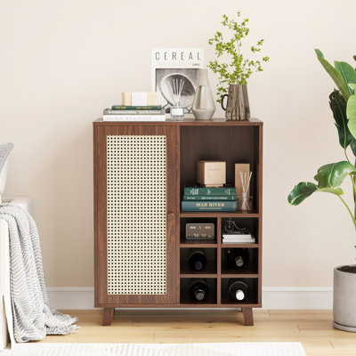 Sideboard Cabinet With Storage, 34 Inch Wine Bar Cabinet With Wine Racks, Buffet Cabinets For Home, Living Room