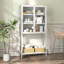 Armoire de rangement en métal de 59 po de hauteur avec portes en verre et tablettes réglables - Bibliothèque moderne pour la maison, le bureau ou le garde-manger-616092847