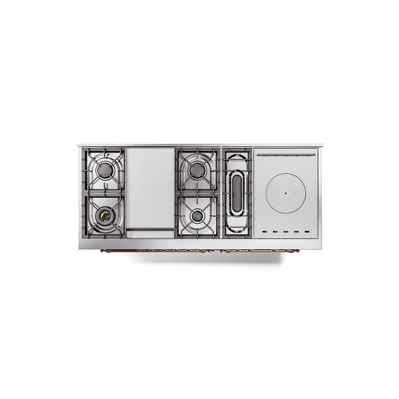 ILVE Nostalgie II 60 in Dual Fuel Range, 7 Burner, Griddle, Frenchtop, Liquid Propane, Blue/Copper
