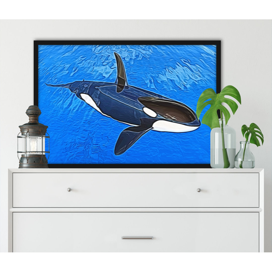 Orca Im Blauen Meer - Poster Im Rahmen