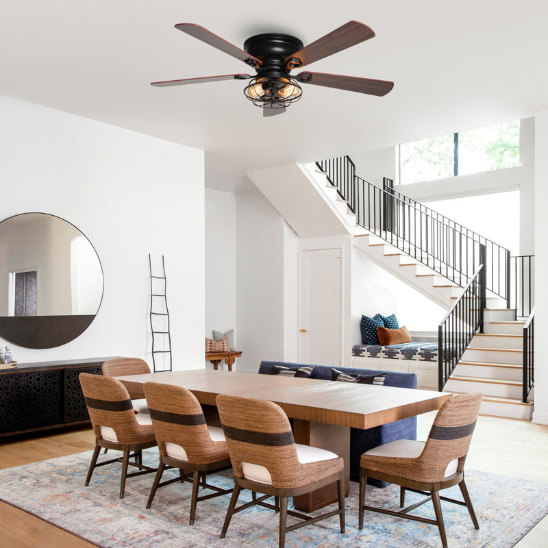 Hentges 48" W Caged Ceiling Fan with Light
