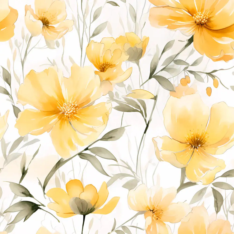 Rouleau de papier peint floral jaune