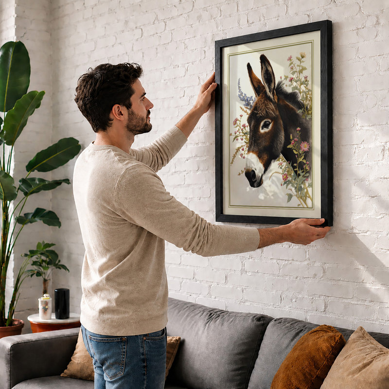 Gentle Donkey Study Botanical - Print, Unframed, A1 - 84.1 x 59.4 cm