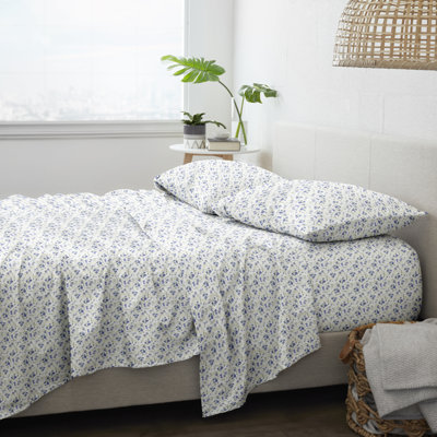4 Piece Floral Blossoms Patterned Bed Sheet Set