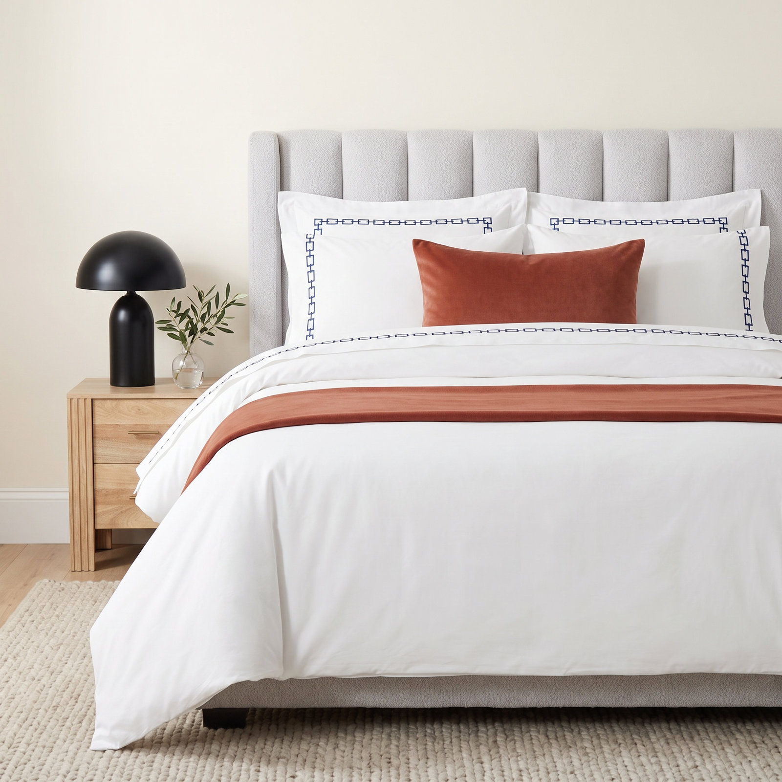 Egyptian Cotton Duvet Cover Set, White, King/California King Duvet Cover + 2 King Shams