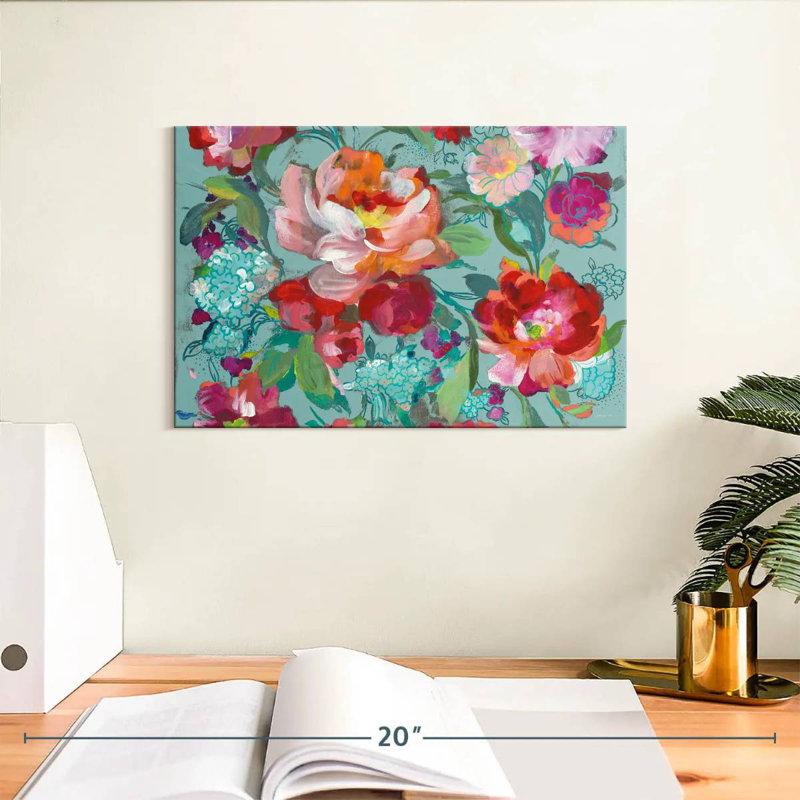 Harnek turquoise floral Medley, H 8 po x l 12 po