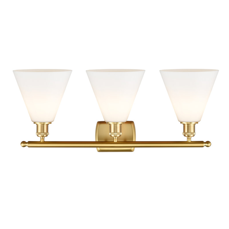Éclairage pour salle de bain 3 lumières Harini, Blanc mat, Incandescente, Or satiné