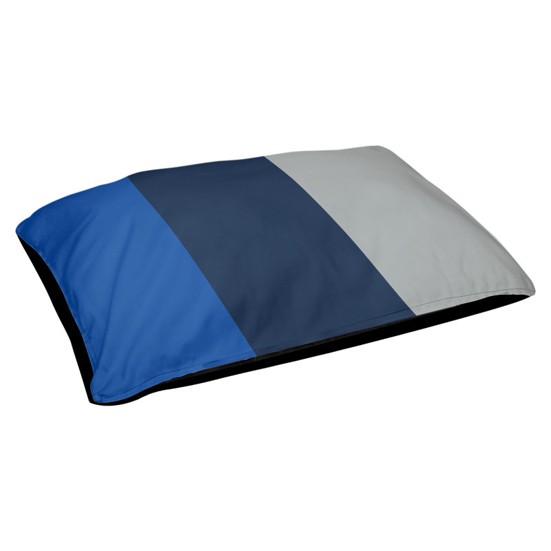 Coussin rectangulaire designer Miami, Grand (L 40 po x l 50 po), Bleu royal / bleu marine / gris