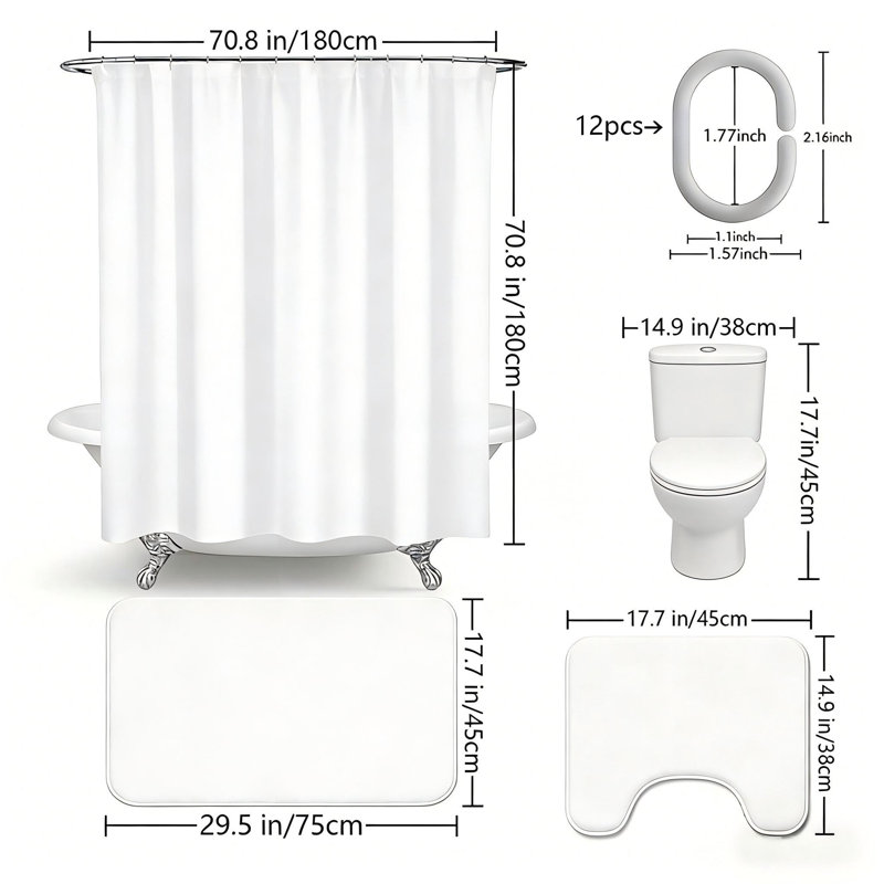 4 Piece Pink Butterfly Quote Shower Curtain Sets