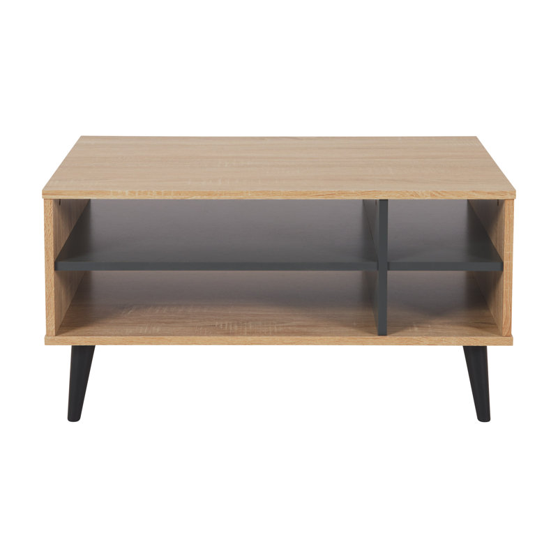 Table basse rectangulaire avec rangement, Brun