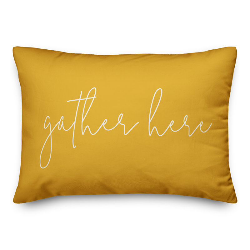 Textual Outdoor Throw Pillow, Yellow
