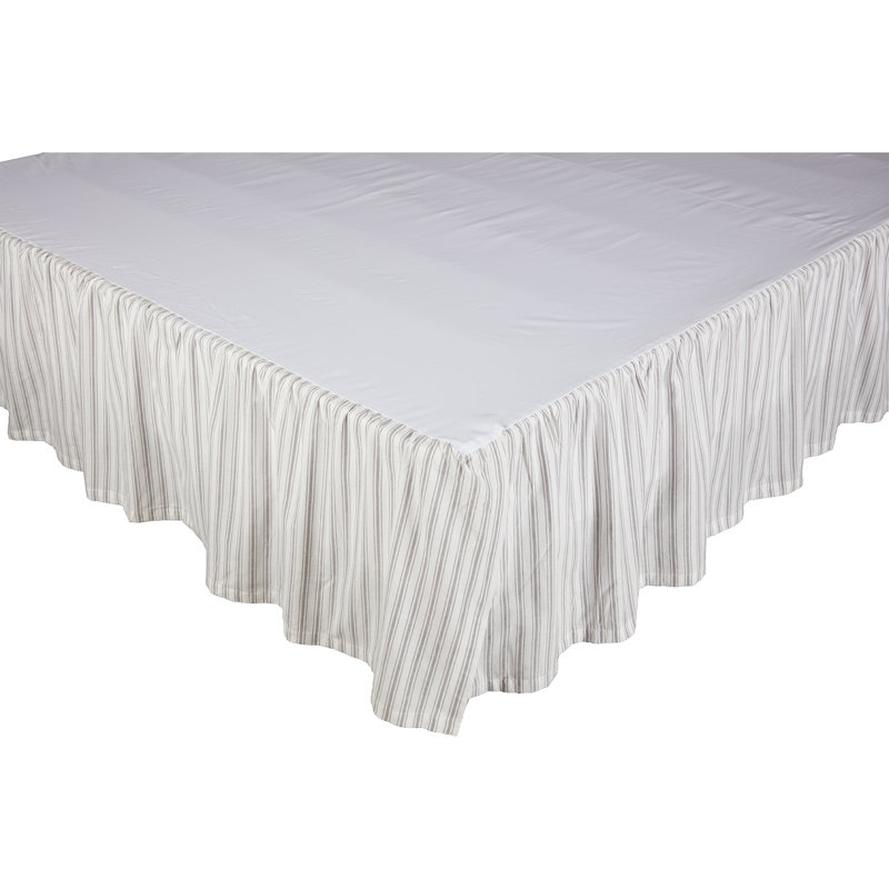Timeless Ticking Gray Ruffled King Bed Skirt 80Lx78Wx16, Gray, King