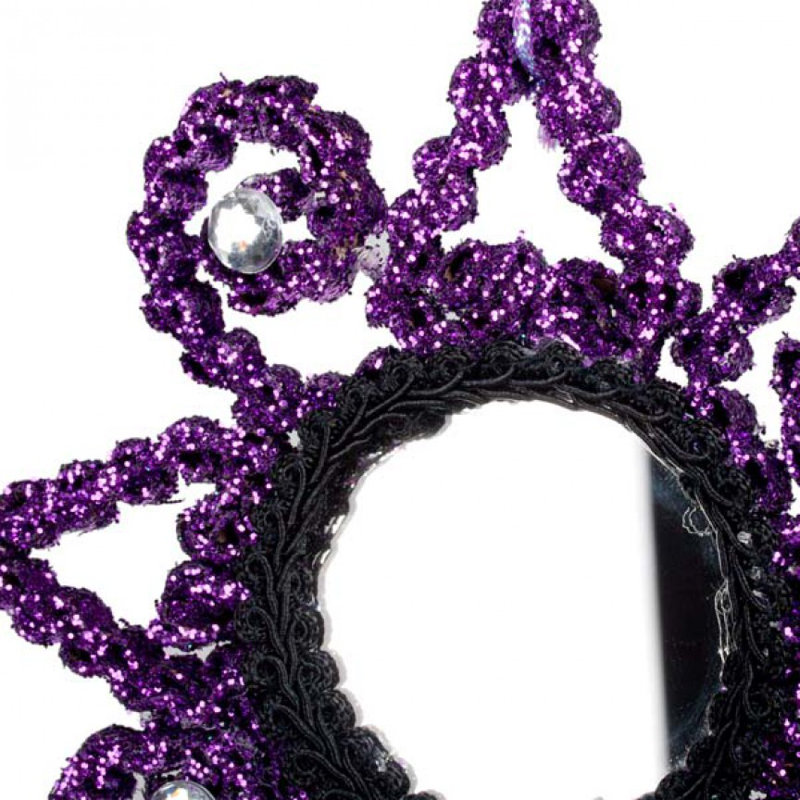 Glass Plants & Flowers Holiday Shaped Ornament, Purple / Black