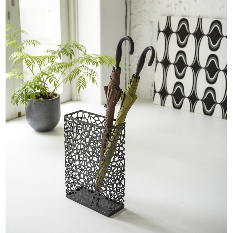 Asla Freestanding Umbrella Stand, Black, 17.7" H x 11.8" W x 4.7" D, Rectangle