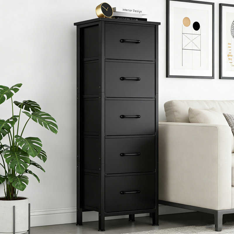 5 Drawer Storage Drawer, Black