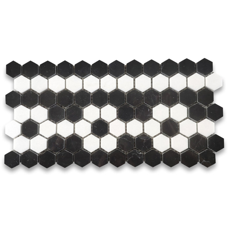1 in. x 1 in. Honeycomb Polished Marble Tile