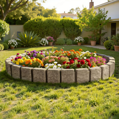 Fake Stone Landscape Edging 47.2 x 9 in Lawn Edging Border Fade-Resistant No Dig
