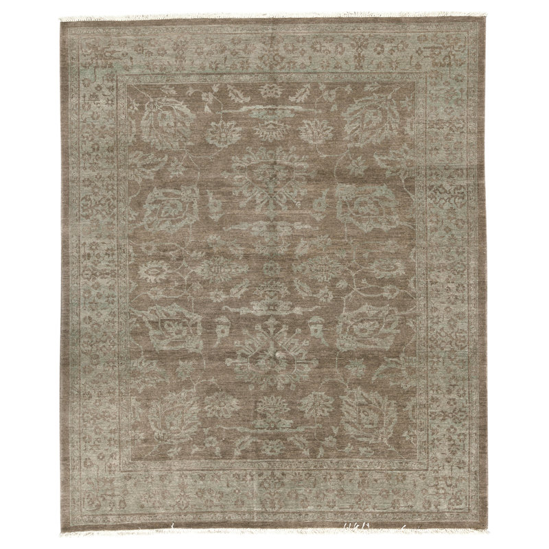 High-Quality Hand-Knotted Brown And Light Blue Area Rug