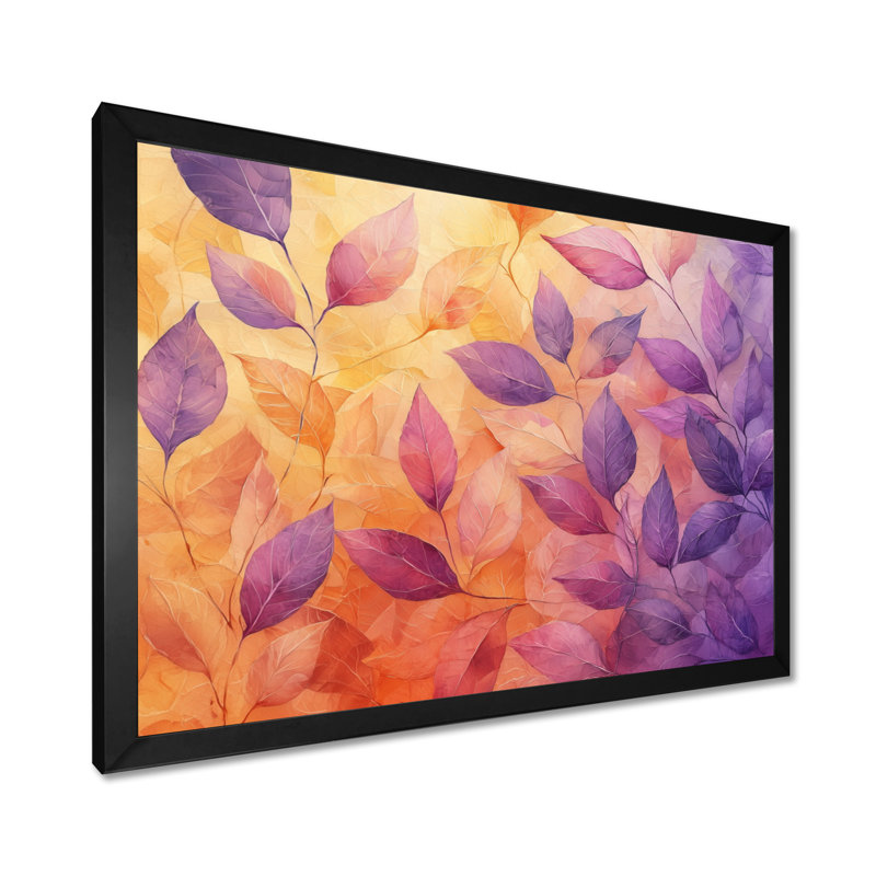 Inbar Sunset Leaves I - feuilles, art mural, H 30 po x l 40 po, Reproduction encadrée d'une seule photo, Noir