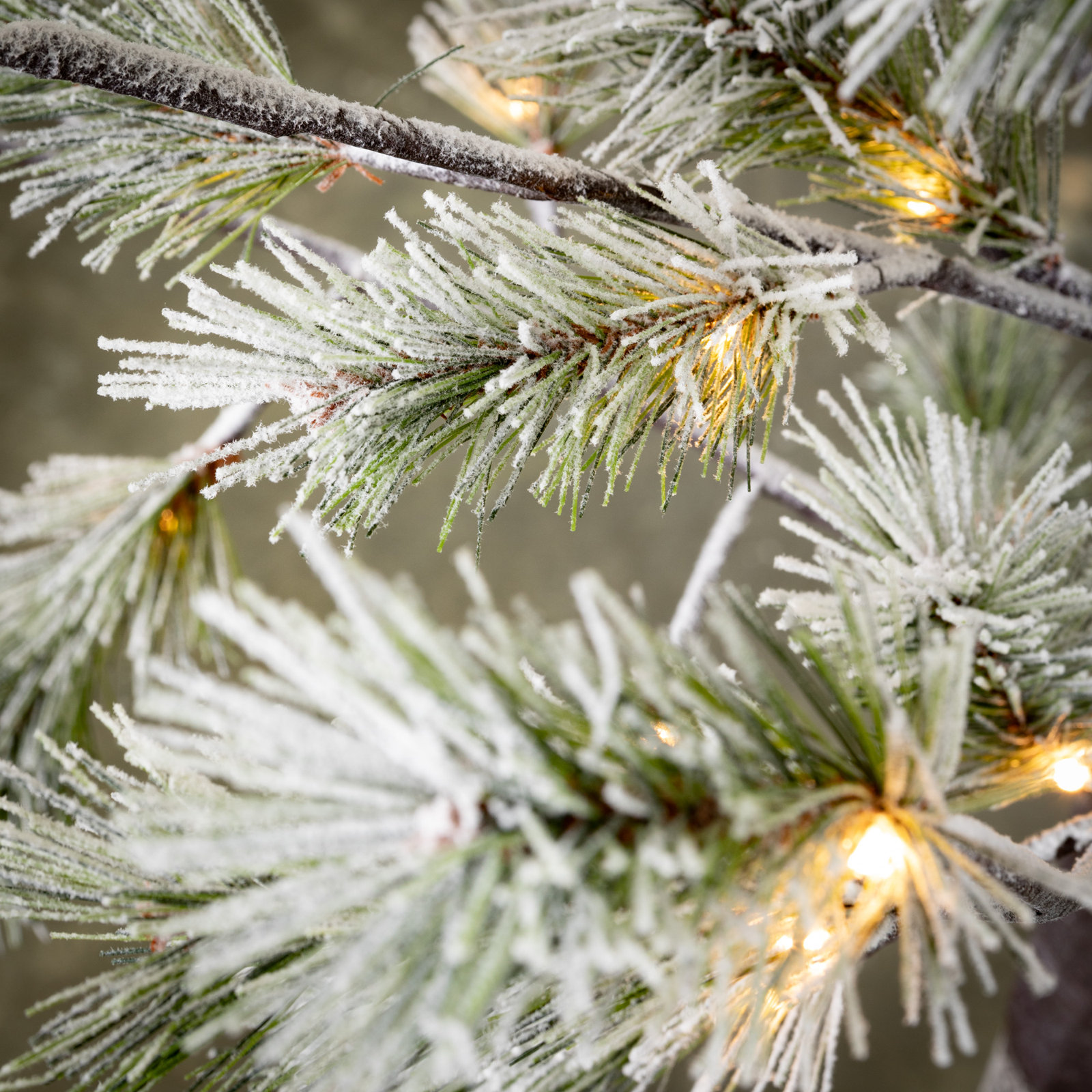 Lit Snowy Pruned Pine Tree; Multicolored, 6.1" H x 28" W x 28" D