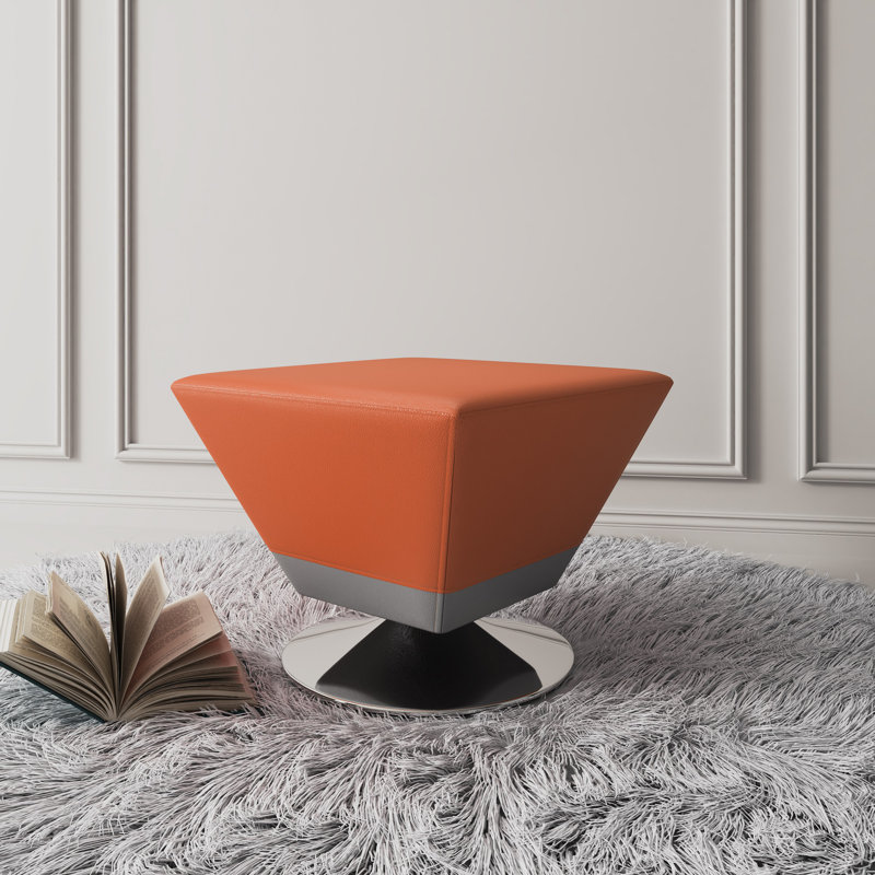 Repose-pieds pivotant en métal 20 po Diamond, Orange / similicuir chromé poli