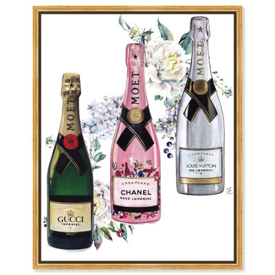 Doll Memories - Champagne Set Floral Canvas Fashion Wall Art by 