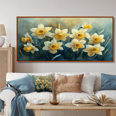 Jardin blanc et jaune, jonquilles de la vie - Jonquilles, art mural salon