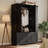 71"H × 47"W American Country 3-Door Armoire Wardrobe With Metal Trouser Rack, Drawers & Adjustable Shelves-387080541
