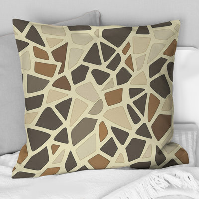 Coussin décoratif brun à motif de triangles beiges III
