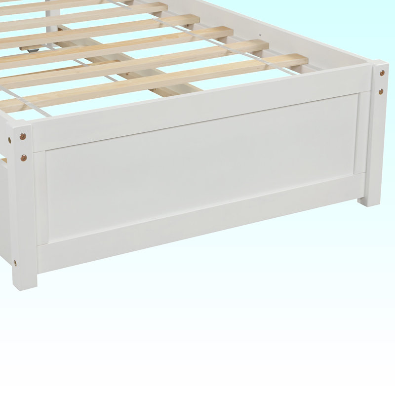 Lit plateforme simple en bois massif, Blanc