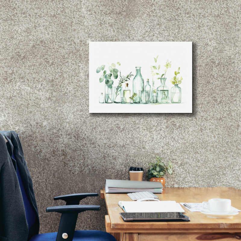 «Glass Bottled Greens» par Svetlana Aleynikova, art mural sur toile, H 18 po x l 26 po