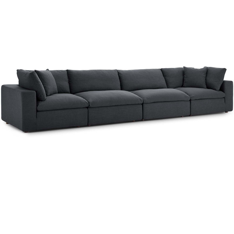 Ensemble de canapé modulaire rembourré en duvet 4 pièces Copper Grove Hrazdan par Modway, Gris