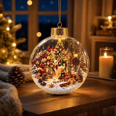 Boules de Noël transparentes lumineuses, décorations de Noël incassables en plastique à suspendre au sapin pour les fêtes de fin d'année et la décoration intérieure.