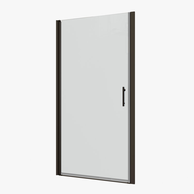 Pivot Shower Door With Leak Function - 1/4" Tempered Glass Black Leakage Matte Bath, Matte Black