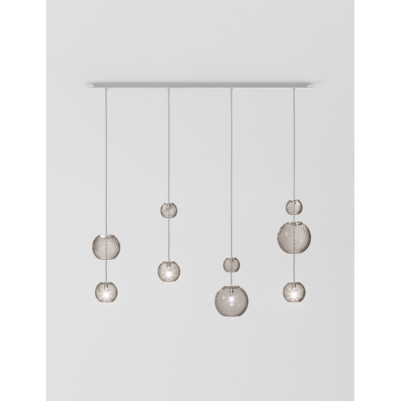 Oto Suspension Lin Smoky Striped Mirrored Steel G9 Ul, Mirrored Steel, Smoky