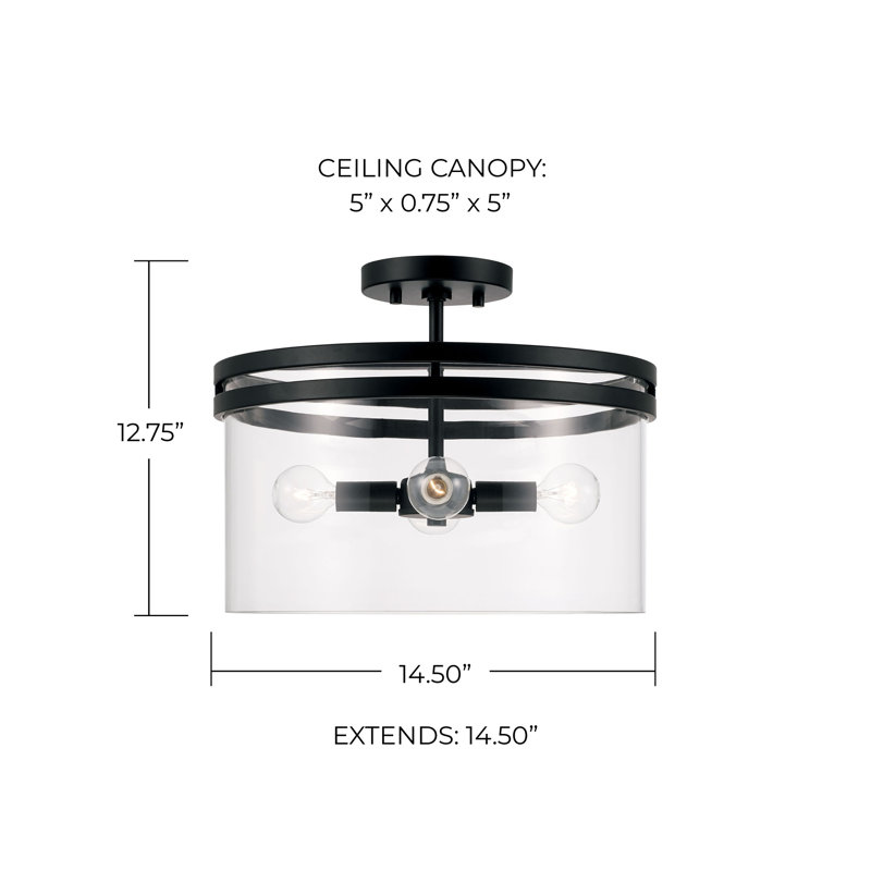 4 - Light Drum Pendant, Matte Black