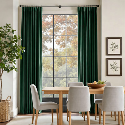 Velvet Blackout Curtains Thermal Insulated Super Soft Emerald Green Rod Pocket For Living Room 52X84 2 Panels