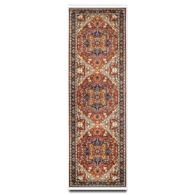 Ultra-Thin Washable Runner Rug 2'6"X8, Non-Slip Non-Shedding Stain Resistant Low Pile Carpet For Kitchen Bathroom Hallway Bedroom, Brown/Multi