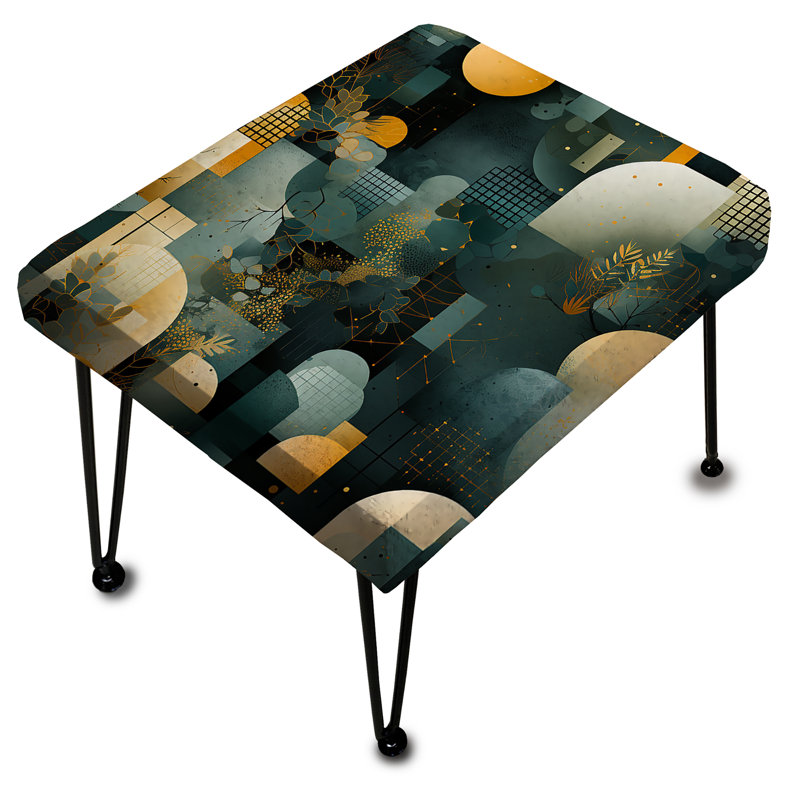 Green And Yellow Concrete Geometric Pattern - Geometric Rectangle Ottoman