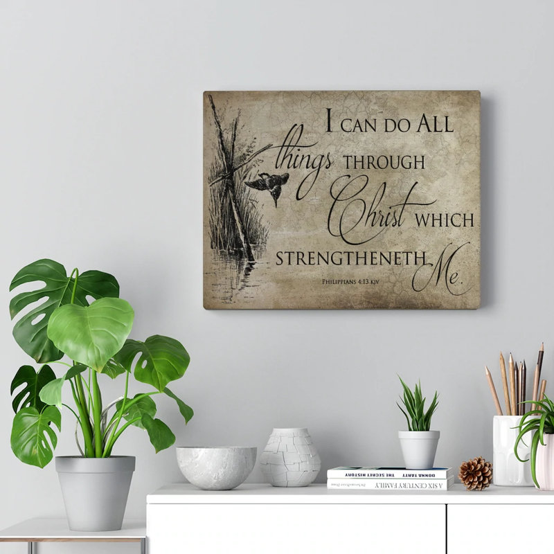 All Things Through Christ Philippians 4:13 - Wrapped Canvas Print, 28cm H x 36cm W