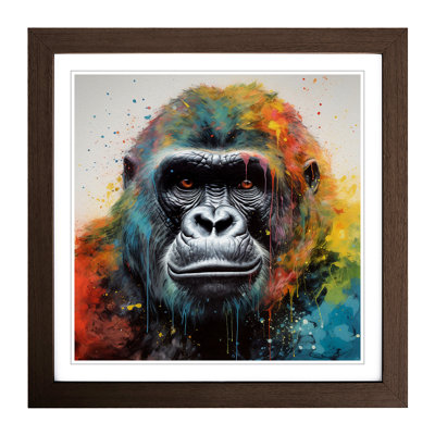 Gorilla Colour Field Painting No.1 - Single Picture Frame Print on Wood