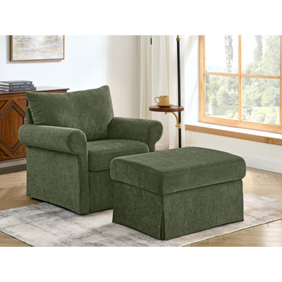 Chaise d'appoint rembourrée avec repose-pieds