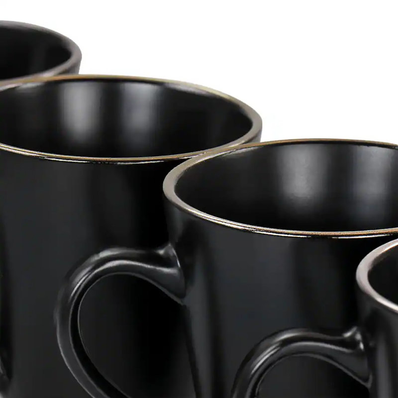 Ensemble de grandes tasses en grès 6 pièces Elama Paul, Noir