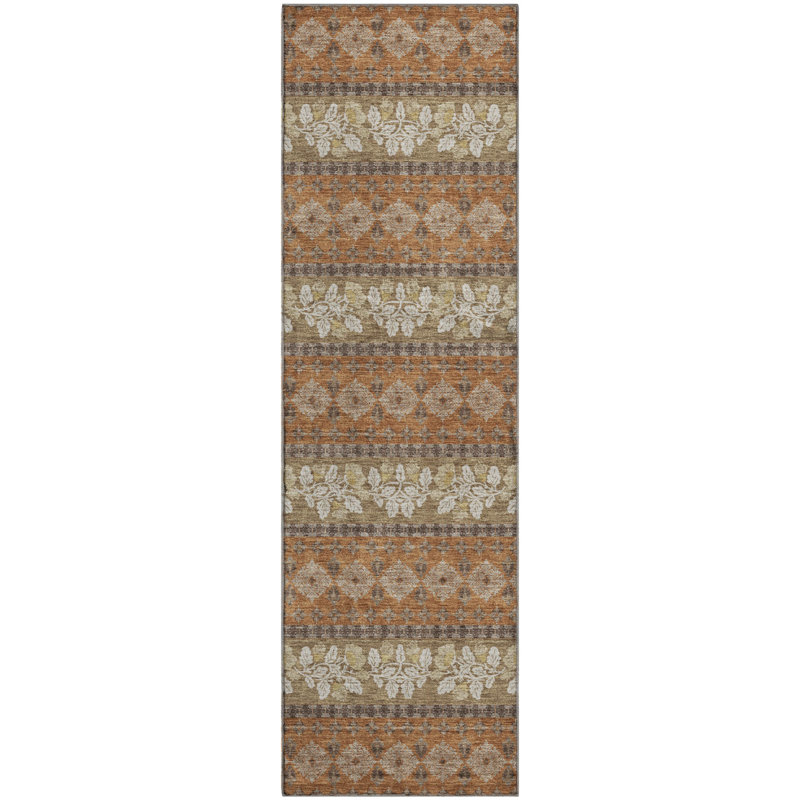 Tapis de qualité supérieure lavable à la machine Mayfield AMF2465, Terra Cotta, Tapis de couloir 2 pi 3 po x 7 pi 6 po