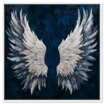 Angel Wings on Navy Christian Decor Canvas Print by Art Remedy