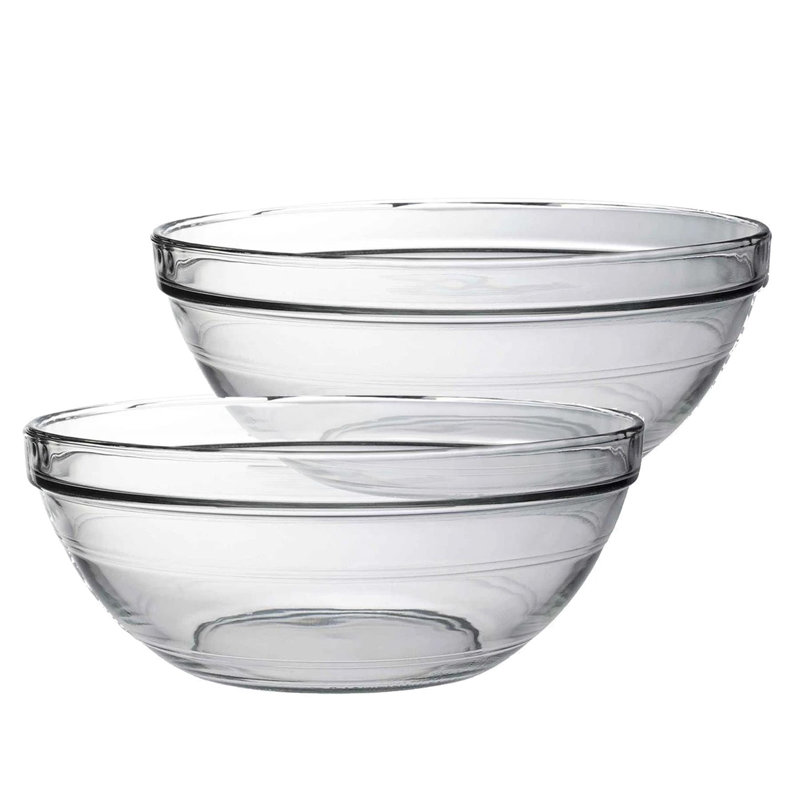 Duralex - Lys Glass Stacking Bowls for Kitchen, 12.3cm H x 31cm W x 12.3cm D