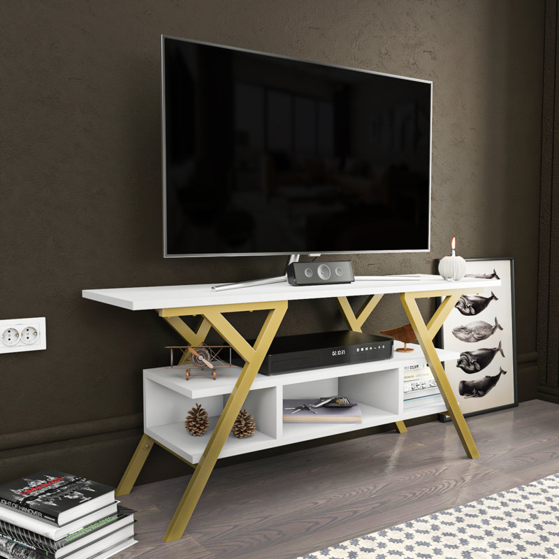 Tolchester TV Stand for TVs up to 50", Gold/White