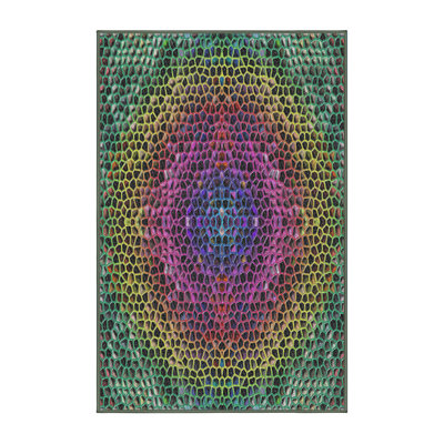 Tapis rose/jaune/vert à motif