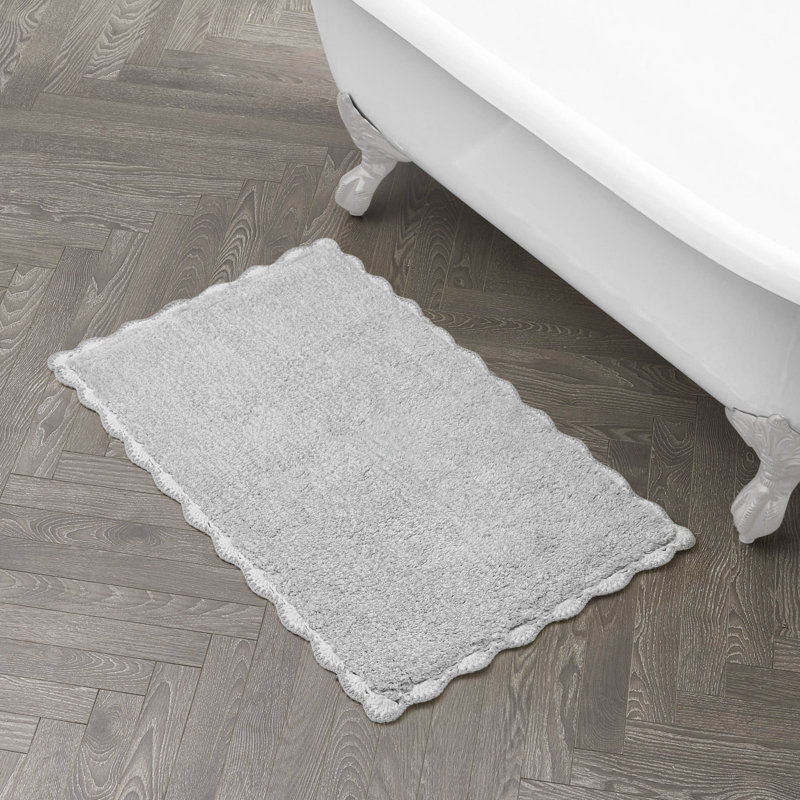 Laura Ashley Heathered Crochet Border Bath Rug 1-Piece, Single - 32" L x 20" W, Gray